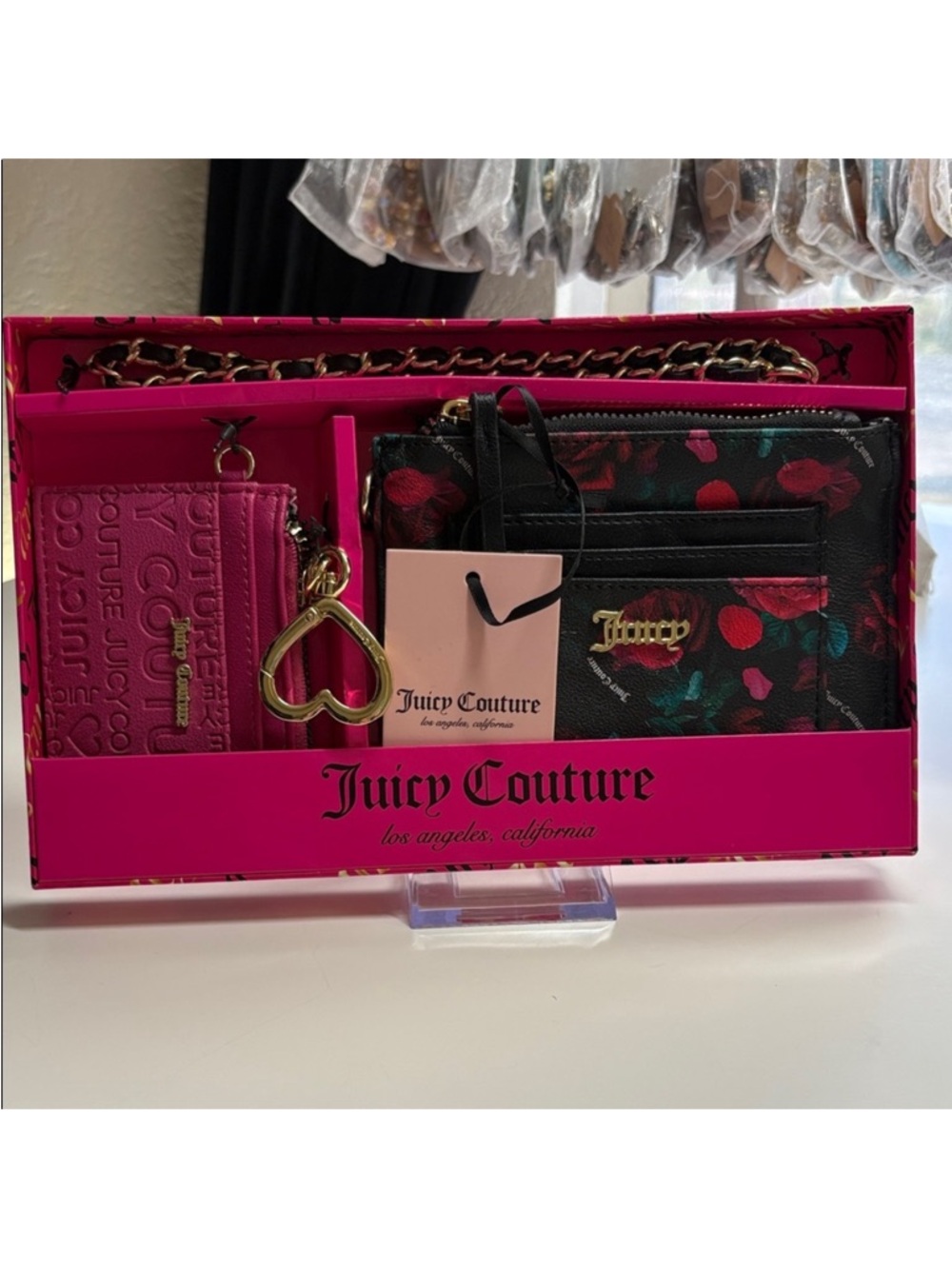Juicy Couture Pink Floral Card Case & Wallet Set